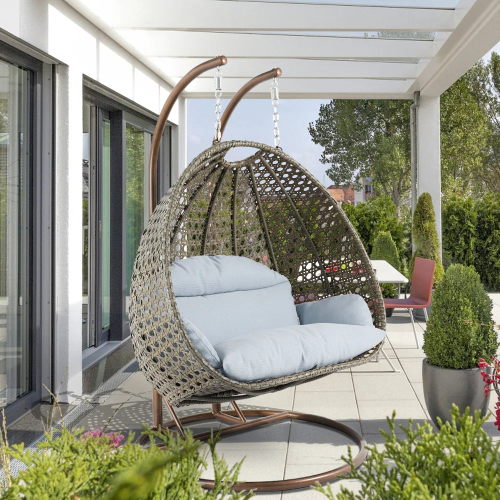 Virasat Double Seater Hanging Swing With Stand For Balcony, Garden Swing (Dark Grey)-VIRASAT FURNITURE & FURNISHING