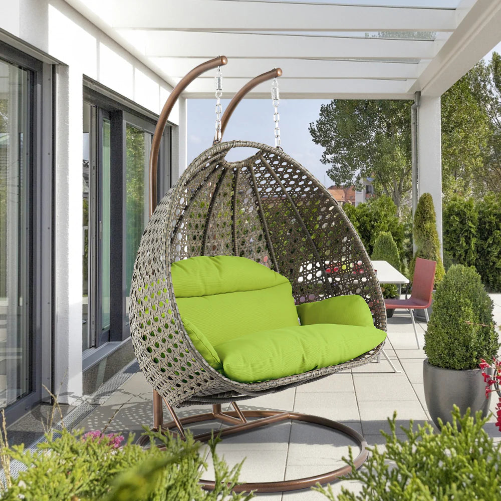 Virasat Double Seater Hanging Swing With Stand For Balcony, Garden Swing (Dark Grey)-VIRASAT FURNITURE & FURNISHING