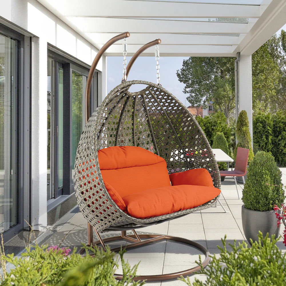 Virasat Double Seater Hanging Swing With Stand For Balcony, Garden Swing (Dark Grey)-VIRASAT FURNITURE & FURNISHING