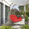 Virasat Double Seater Hanging Swing With Stand For Balcony, Garden Swing (Dark Grey)-VIRASAT FURNITURE & FURNISHING