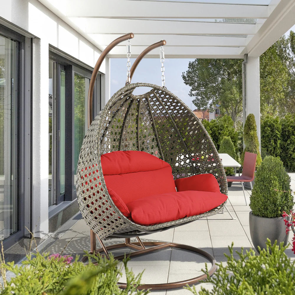 Virasat Double Seater Hanging Swing With Stand For Balcony, Garden Swing (Dark Grey)-VIRASAT FURNITURE & FURNISHING