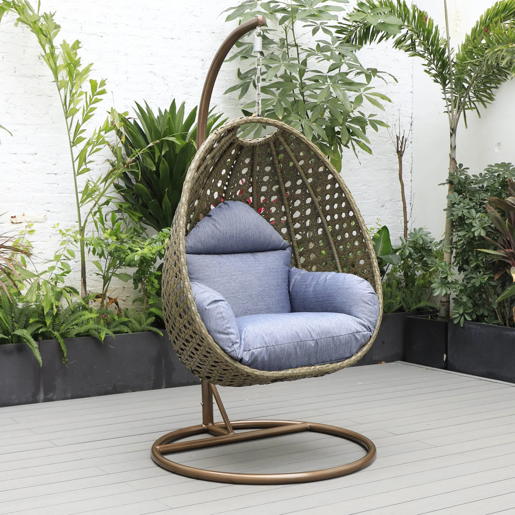 Virasat Single Seater Hanging Swing With Stand For Balcony, Garden (Brown)-VIRASAT FURNITURE & FURNISHING