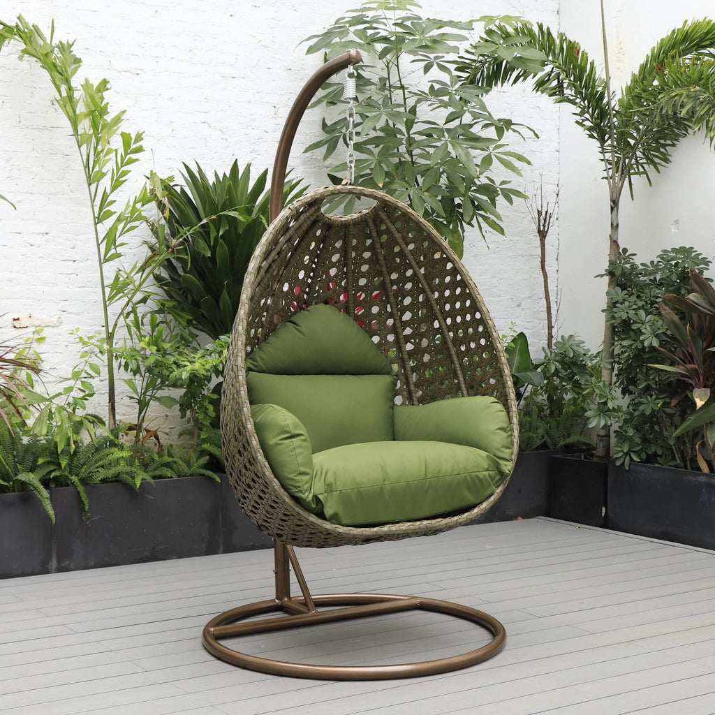 Virasat Single Seater Hanging Swing With Stand For Balcony, Garden (Brown)-VIRASAT FURNITURE & FURNISHING