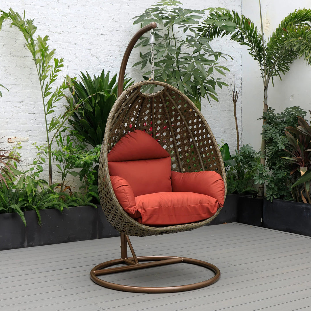 Virasat Marcello Single Seater Hanging Swing With Stand For Balcony , Garden (Brown)