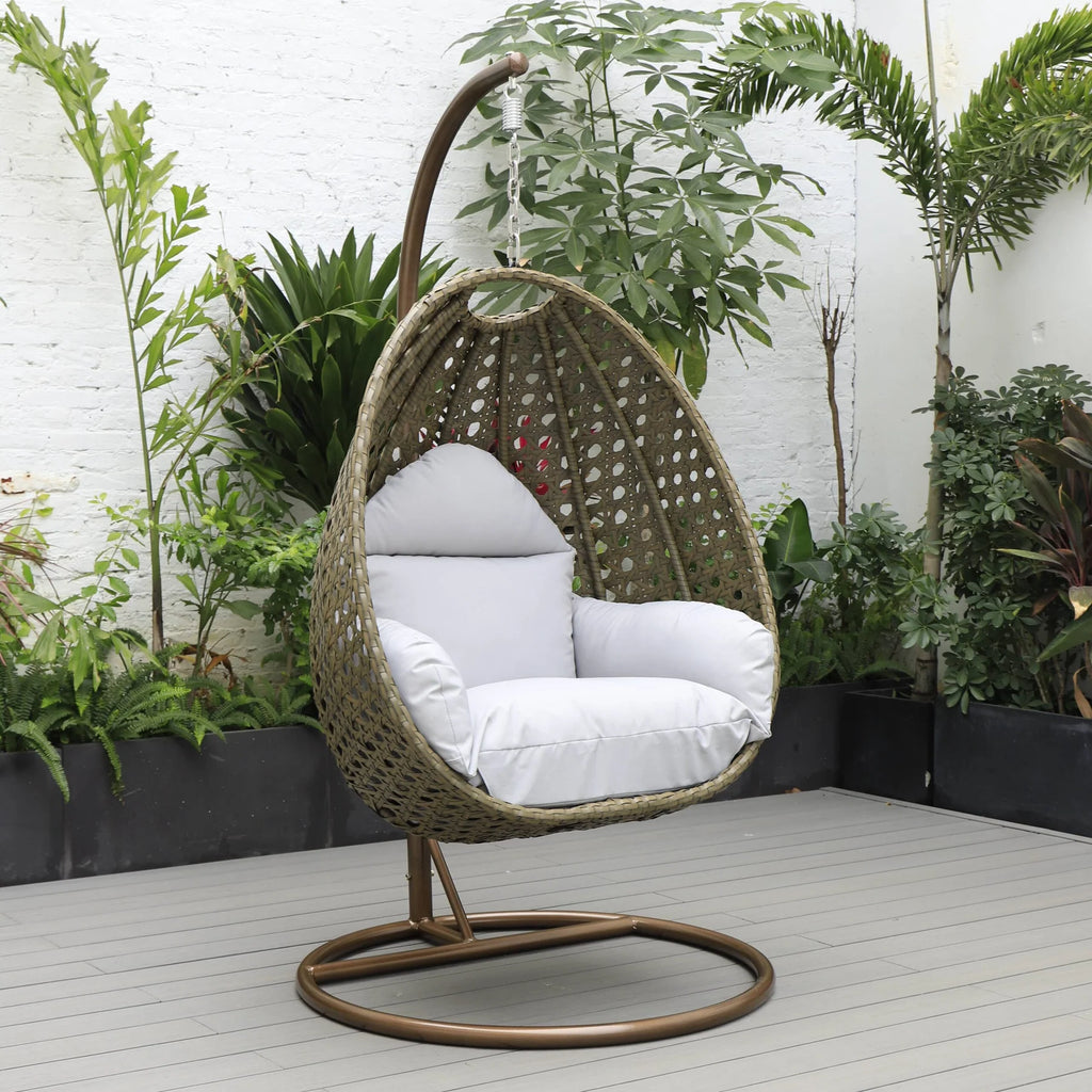 Virasat Single Seater Hanging Swing With Stand For Balcony, Garden (Brown)-VIRASAT FURNITURE & FURNISHING