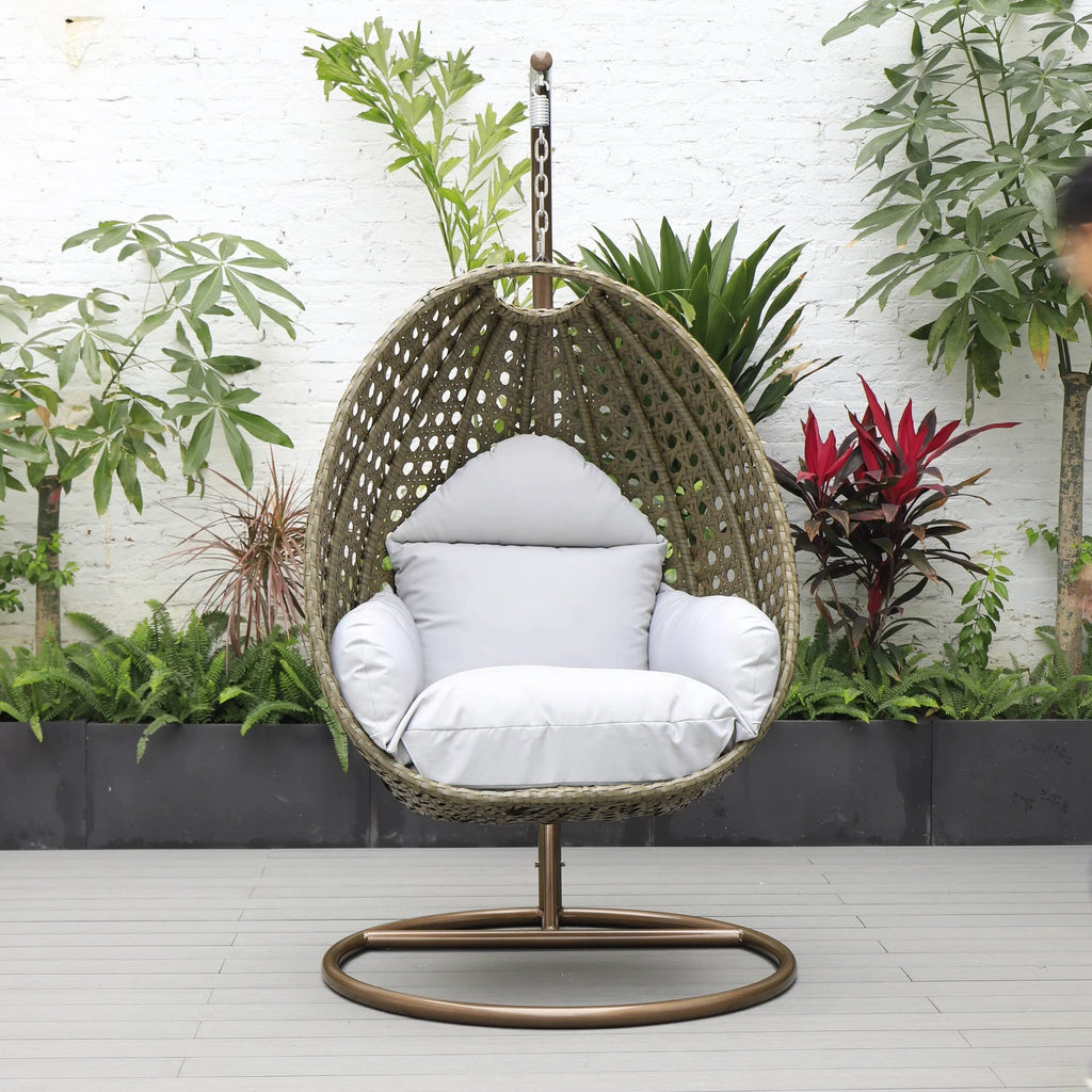 Virasat Single Seater Hanging Swing With Stand For Balcony, Garden (Brown)-VIRASAT FURNITURE & FURNISHING