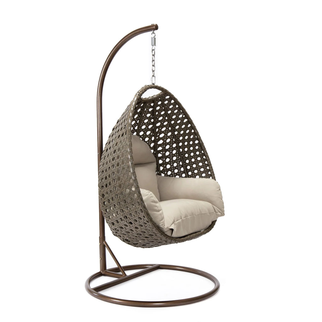 Virasat Single Seater Hanging Swing With Stand For Balcony, Garden (Brown)