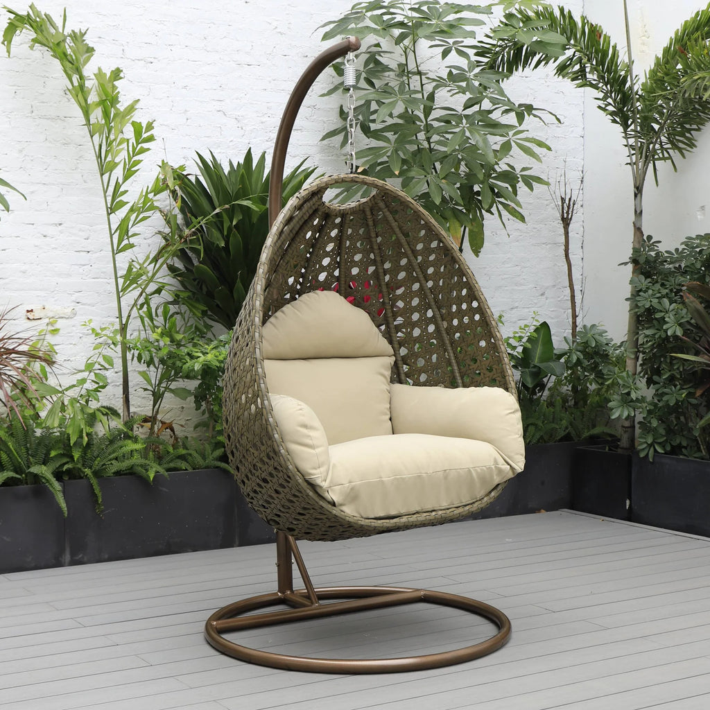 Virasat Single Seater Hanging Swing With Stand For Balcony, Garden (Brown)