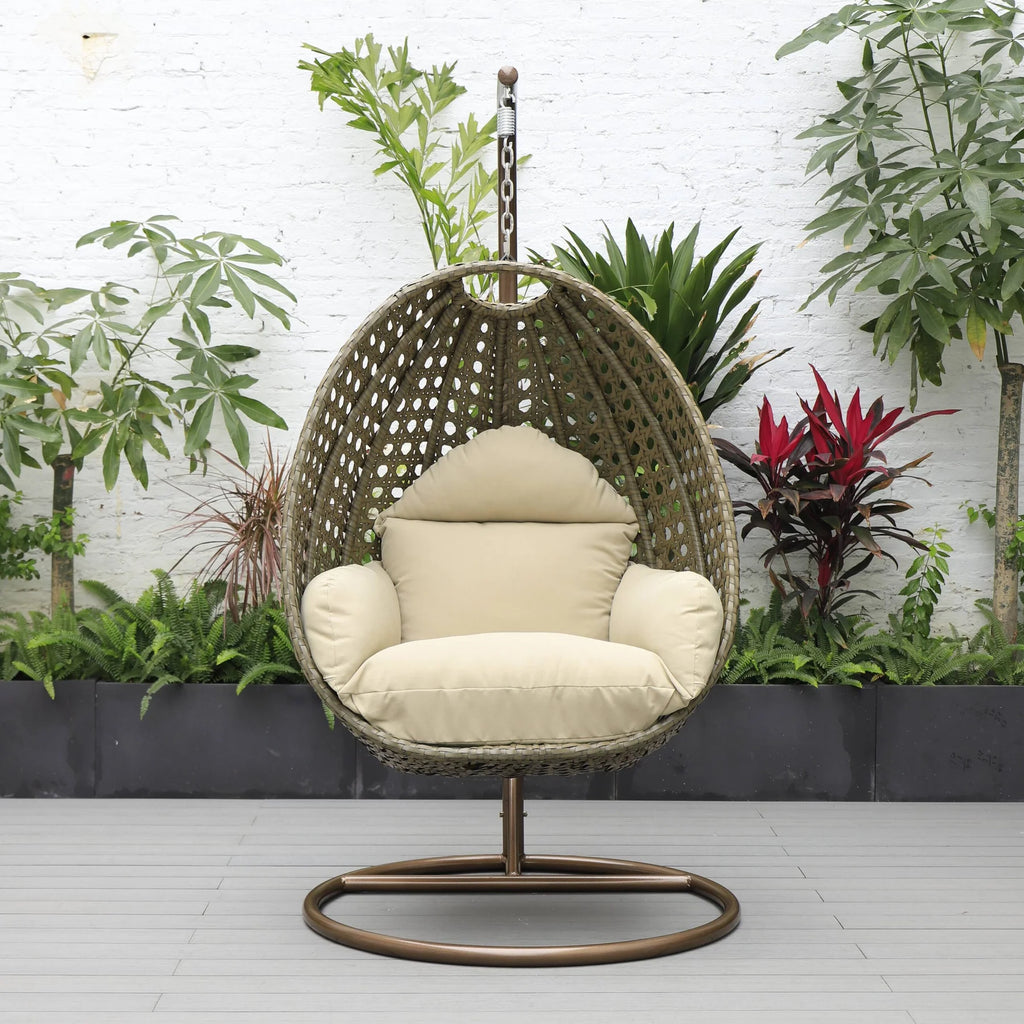 Virasat Single Seater Hanging Swing With Stand For Balcony, Garden (Brown)