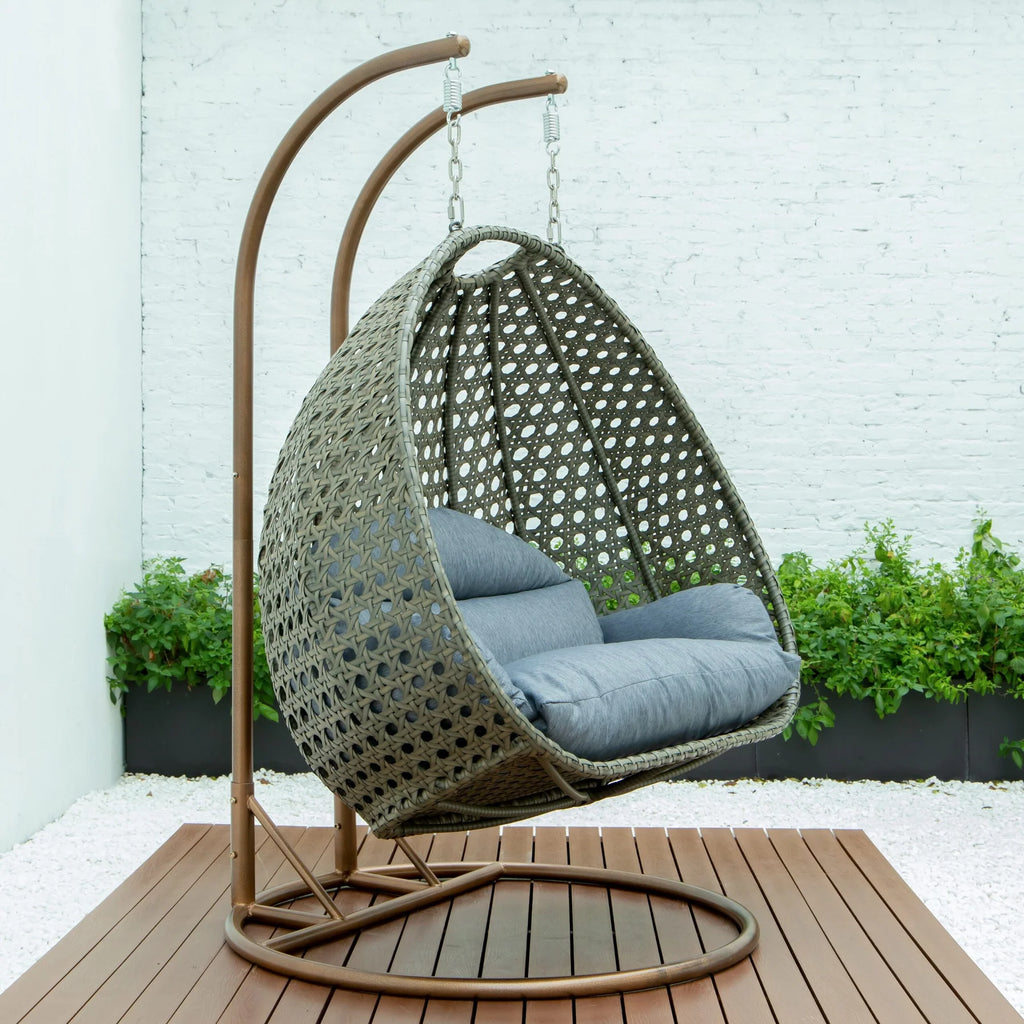 Virasat Double Seater Hanging Swing With Stand For Balcony, Garden Swing (Dark Grey)-VIRASAT FURNITURE & FURNISHING