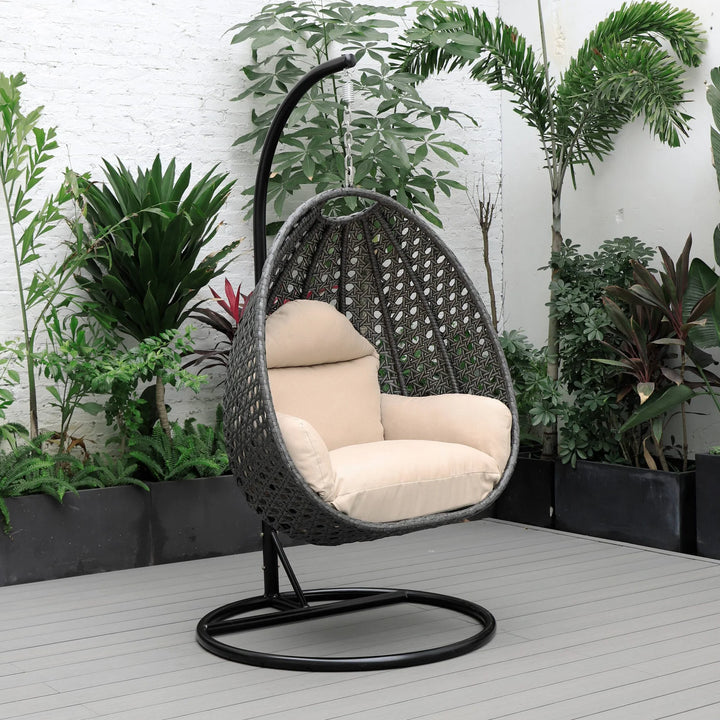 Virasat Doriano Single Seater Hanging Swing With Stand For Balcony , Garden (Drak Grey)