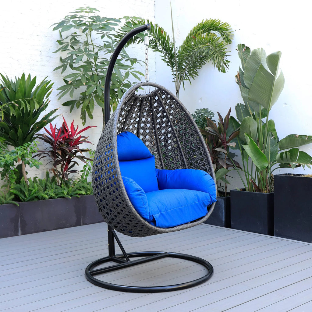 Virasat Single Seater Hanging Swing With Stand For Balcony, Garden (Drak Grey)-VIRASAT FURNITURE & FURNISHING