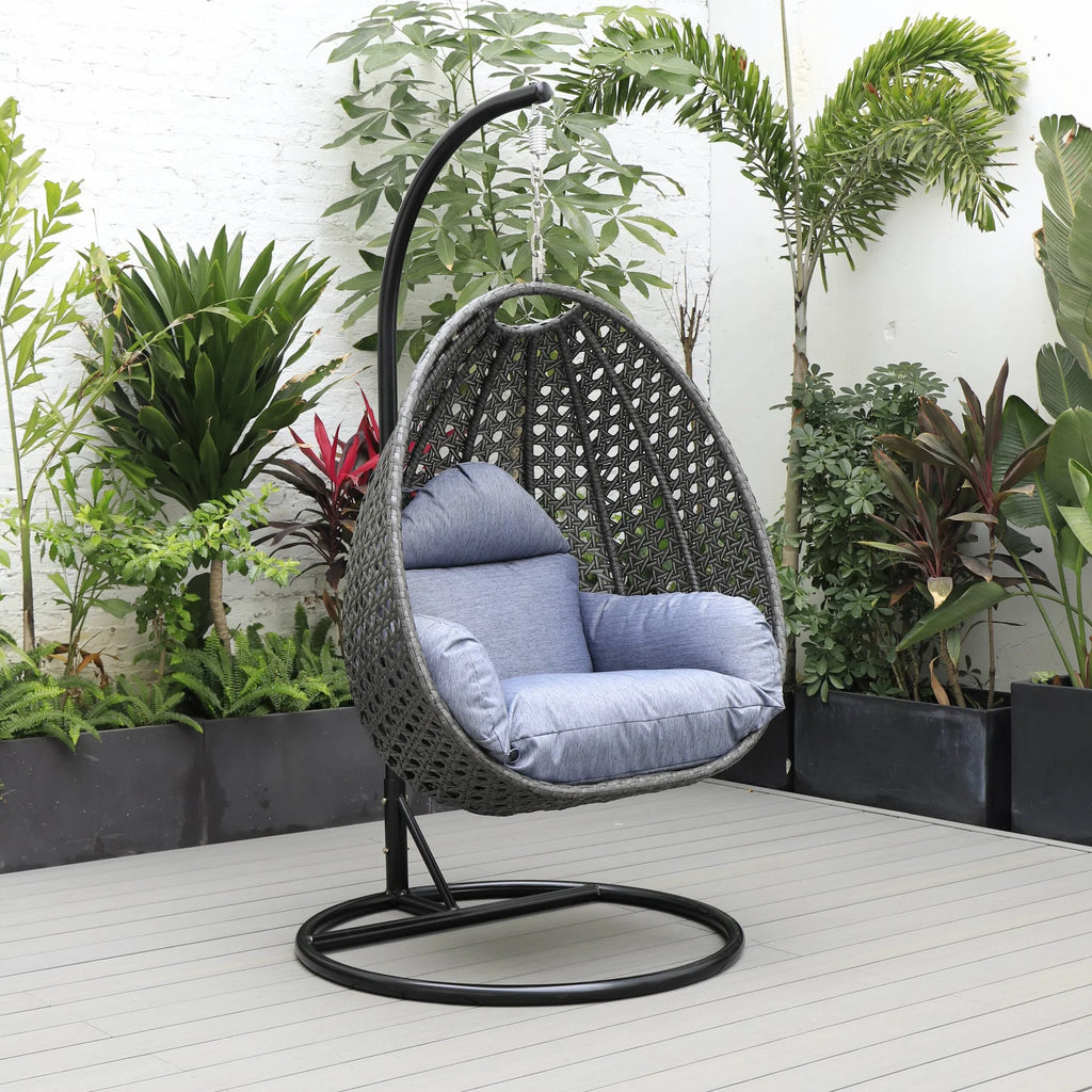 Virasat Single Seater Hanging Swing With Stand For Balcony, Garden (Drak Grey)-VIRASAT FURNITURE & FURNISHING