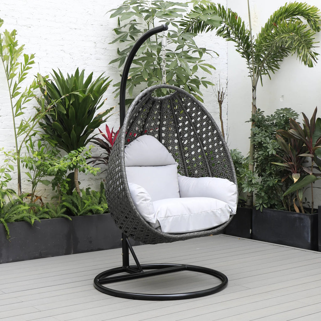 Virasat Single Seater Hanging Swing With Stand For Balcony, Garden (Drak Grey)-VIRASAT FURNITURE & FURNISHING