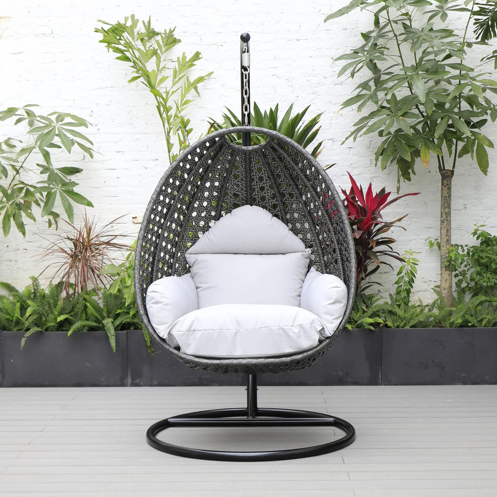 Virasat Single Seater Hanging Swing With Stand For Balcony, Garden (Drak Grey)-VIRASAT FURNITURE & FURNISHING