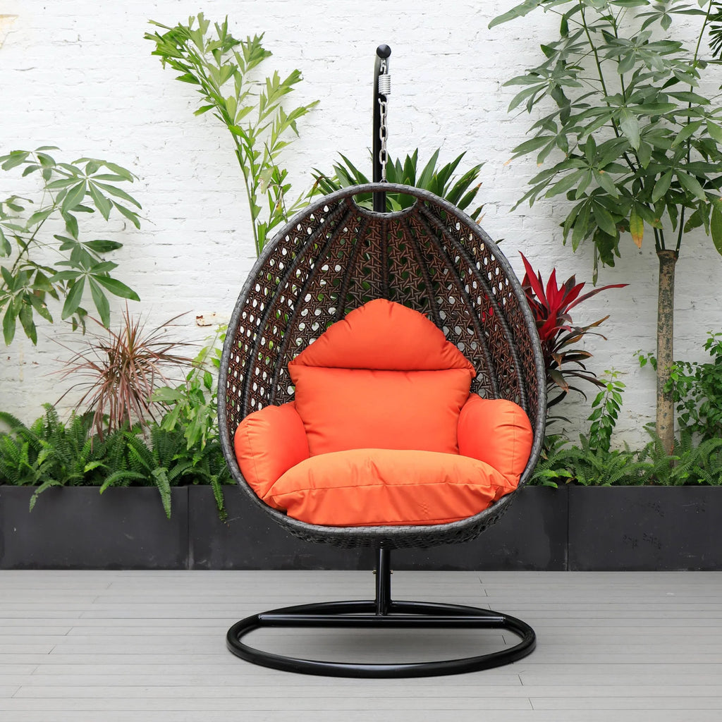 Virasat Single Seater Hanging Swing With Stand For Balcony, Garden (Drak Grey)-VIRASAT FURNITURE & FURNISHING