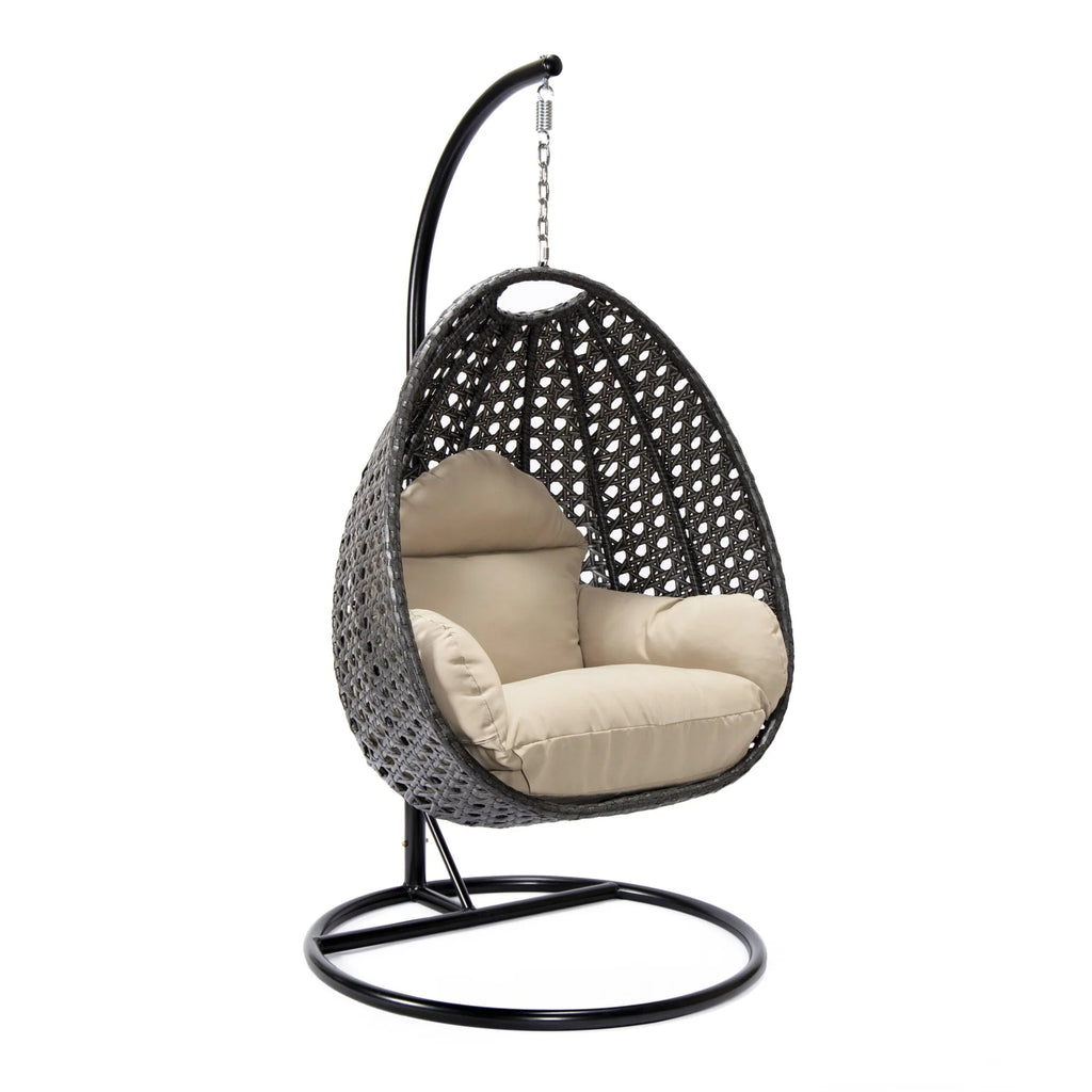 Virasat Single Seater Hanging Swing With Stand For Balcony, Garden (Drak Grey)