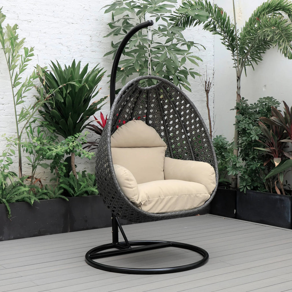 Virasat Single Seater Hanging Swing With Stand For Balcony, Garden (Drak Grey)-VIRASAT FURNITURE & FURNISHING