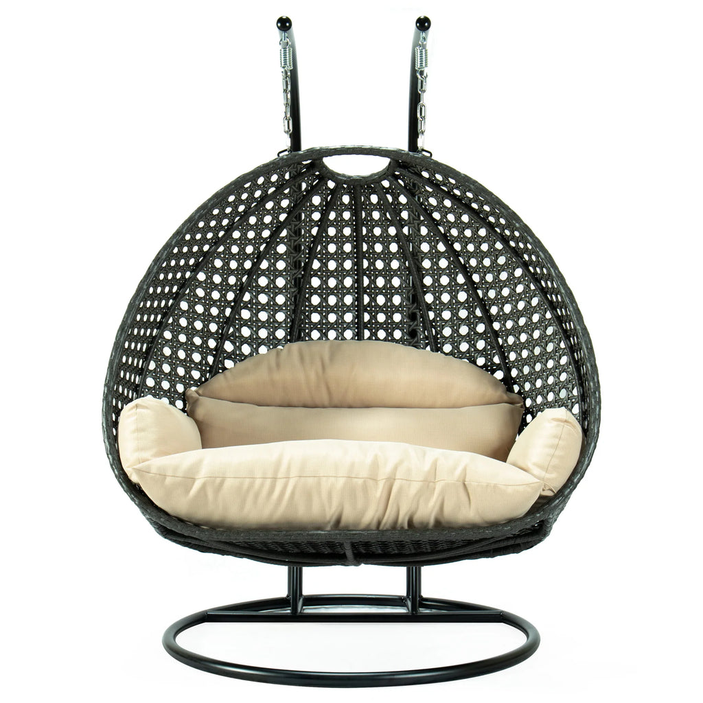 Virasat Double Seater Hanging Swing With Stand For Balcony, Garden Swing (Dark Grey)-VIRASAT FURNITURE & FURNISHING