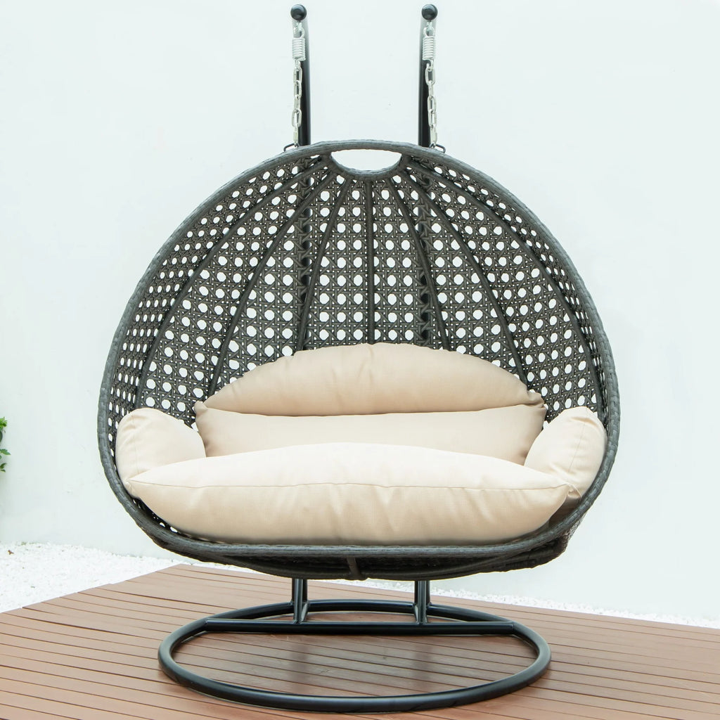 Virasat Double Seater Hanging Swing With Stand For Balcony, Garden Swing (Dark Grey)-VIRASAT FURNITURE & FURNISHING