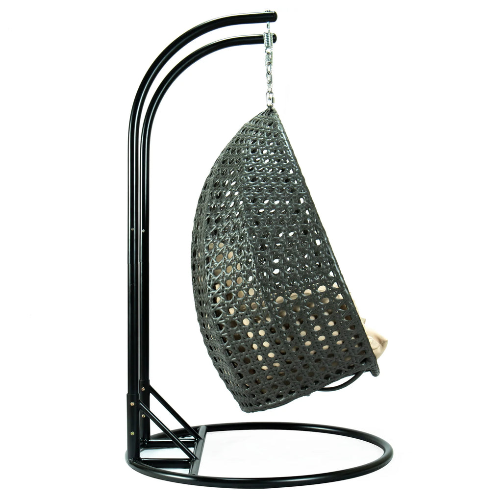 Virasat Double Seater Hanging Swing With Stand For Balcony, Garden Swing (Dark Grey)-VIRASAT FURNITURE & FURNISHING