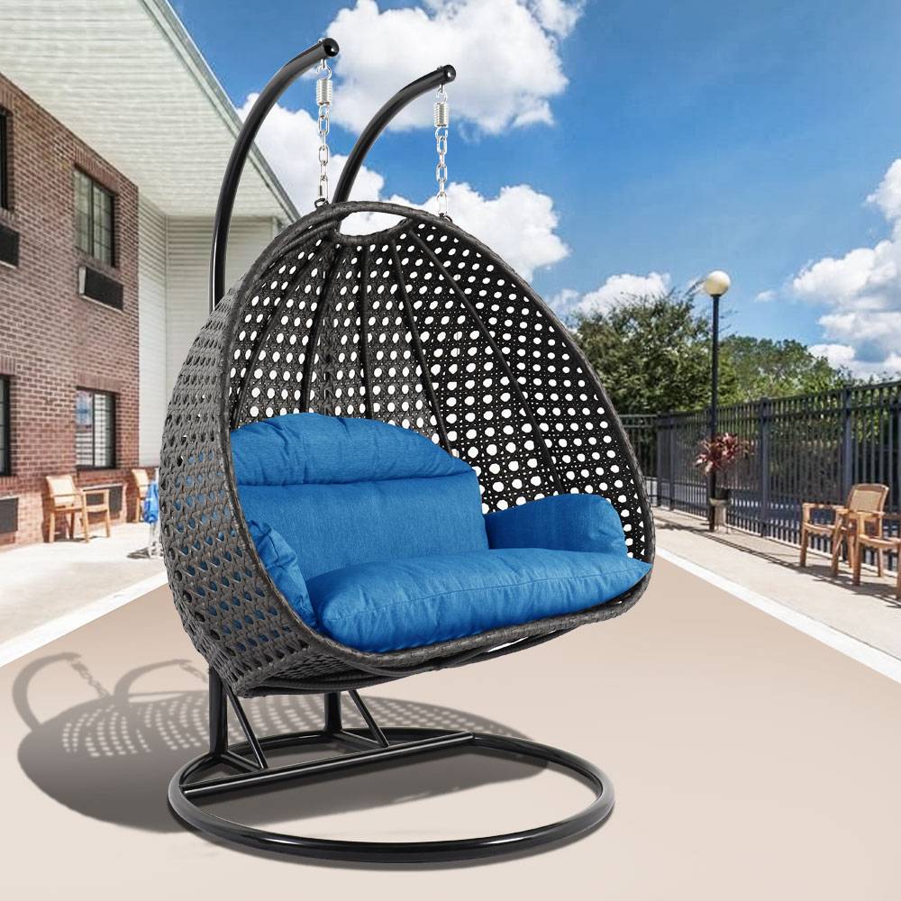Virasat Double Seater Hanging Swing With Stand For Balcony, Garden Swing (Dark Grey)-VIRASAT FURNITURE & FURNISHING