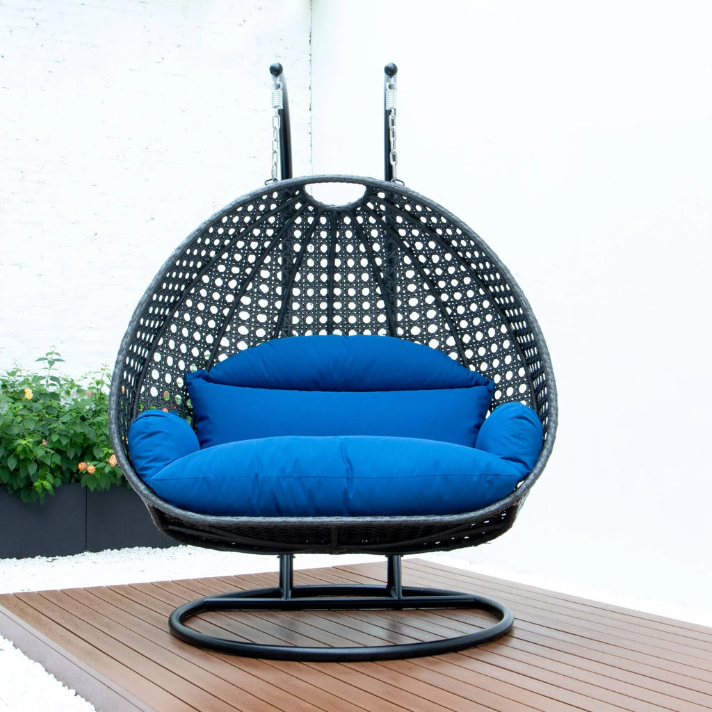 Virasat Double Seater Hanging Swing With Stand For Balcony, Garden Swing (Dark Grey)-VIRASAT FURNITURE & FURNISHING