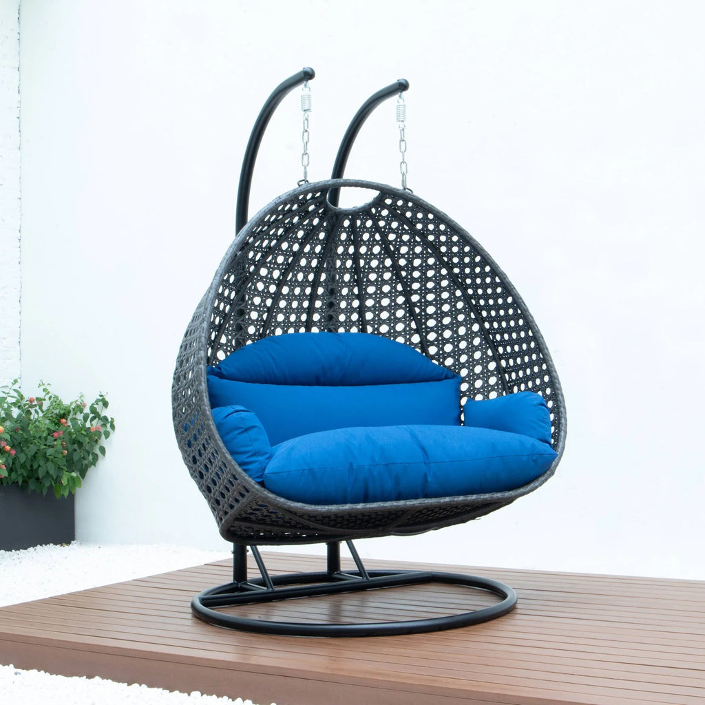 Virasat Double Seater Hanging Swing With Stand For Balcony, Garden Swing (Dark Grey)-VIRASAT FURNITURE & FURNISHING