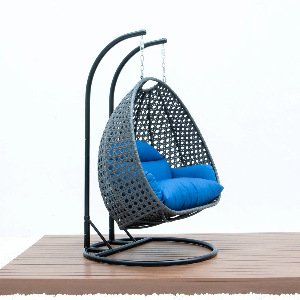 Virasat Double Seater Hanging Swing With Stand For Balcony, Garden Swing (Dark Grey)-VIRASAT FURNITURE & FURNISHING