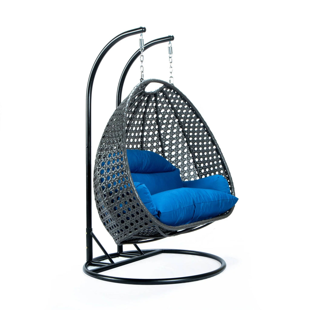 Virasat Double Seater Hanging Swing With Stand For Balcony, Garden Swing (Dark Grey)-VIRASAT FURNITURE & FURNISHING