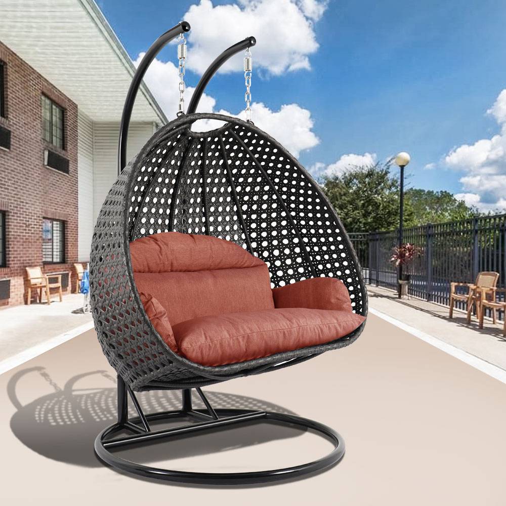 Virasat Double Seater Hanging Swing With Stand For Balcony, Garden Swing (Dark Grey)-VIRASAT FURNITURE & FURNISHING