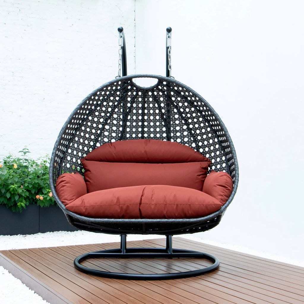 Virasat Double Seater Hanging Swing With Stand For Balcony, Garden Swing (Dark Grey)-VIRASAT FURNITURE & FURNISHING