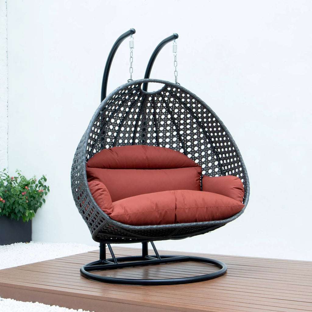 Virasat Double Seater Hanging Swing With Stand For Balcony, Garden Swing (Dark Grey)-VIRASAT FURNITURE & FURNISHING