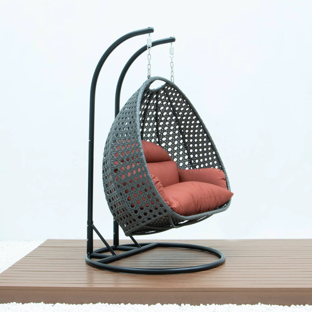 Virasat Double Seater Hanging Swing With Stand For Balcony, Garden Swing (Dark Grey)-VIRASAT FURNITURE & FURNISHING