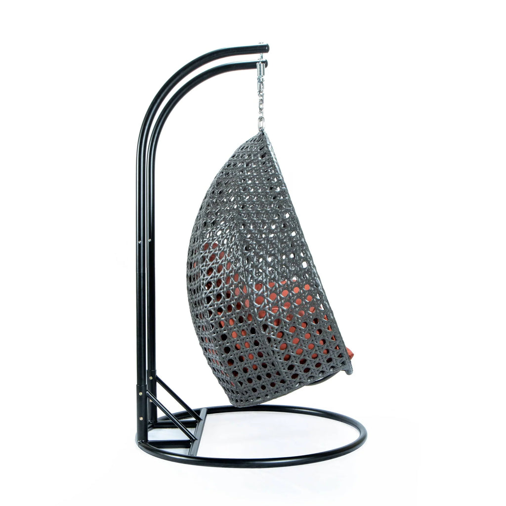 Virasat Double Seater Hanging Swing With Stand For Balcony, Garden Swing (Dark Grey)-VIRASAT FURNITURE & FURNISHING