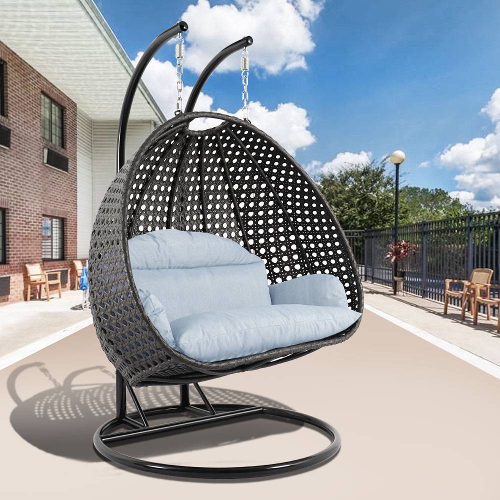 Virasat Double Seater Hanging Swing With Stand For Balcony, Garden Swing (Dark Grey)-VIRASAT FURNITURE & FURNISHING