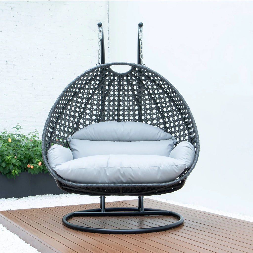 Virasat Double Seater Hanging Swing With Stand For Balcony, Garden Swing (Dark Grey)