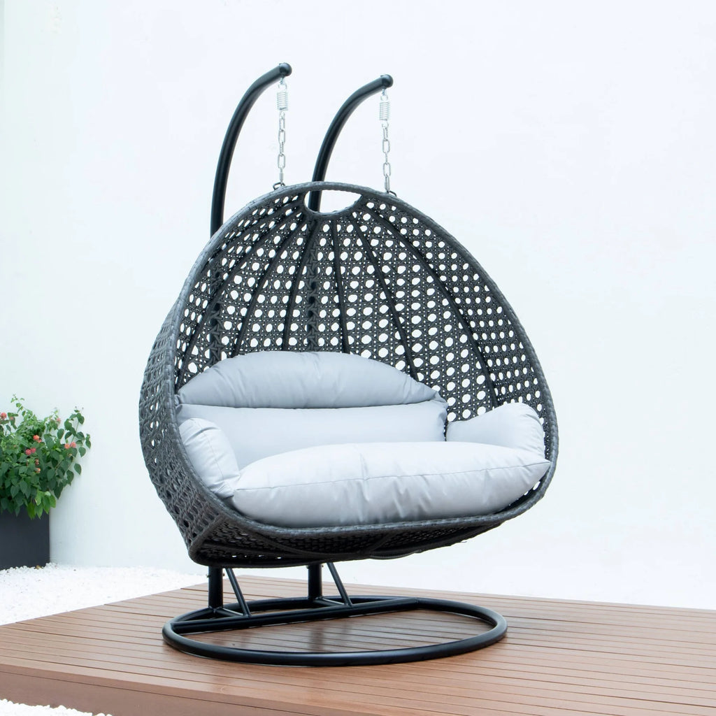 Virasat Double Seater Hanging Swing With Stand For Balcony, Garden Swing (Dark Grey)