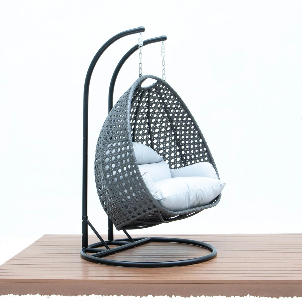 Virasat Double Seater Hanging Swing With Stand For Balcony, Garden Swing (Dark Grey)