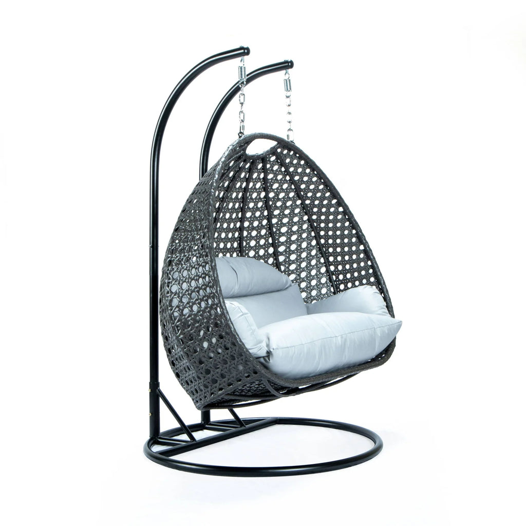 Virasat Double Seater Hanging Swing With Stand For Balcony, Garden Swing (Dark Grey)