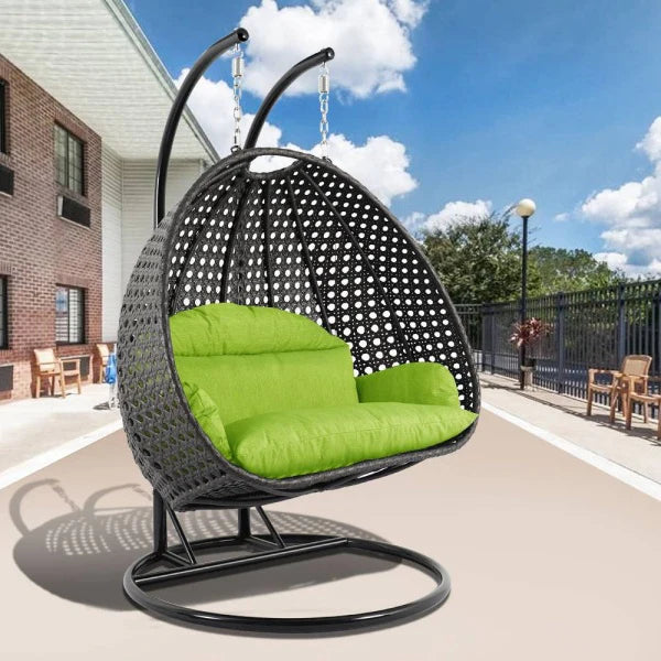 Virasat Double Seater Hanging Swing With Stand For Balcony, Garden Swing (Dark Grey)-VIRASAT FURNITURE & FURNISHING