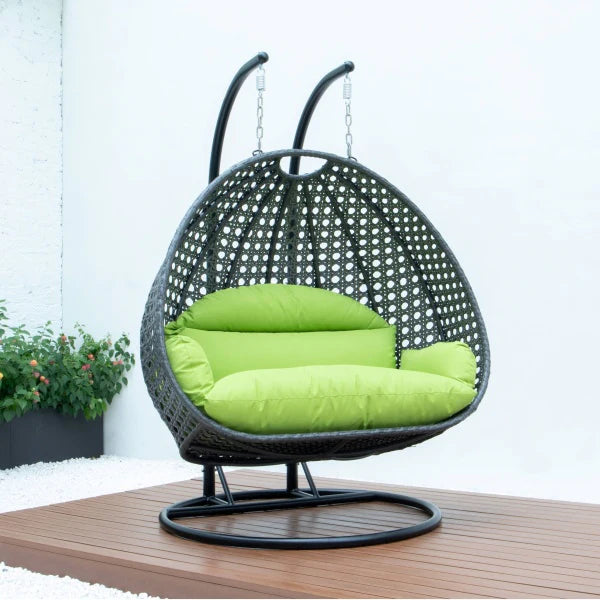 Virasat Double Seater Hanging Swing With Stand For Balcony, Garden Swing (Dark Grey)-VIRASAT FURNITURE & FURNISHING