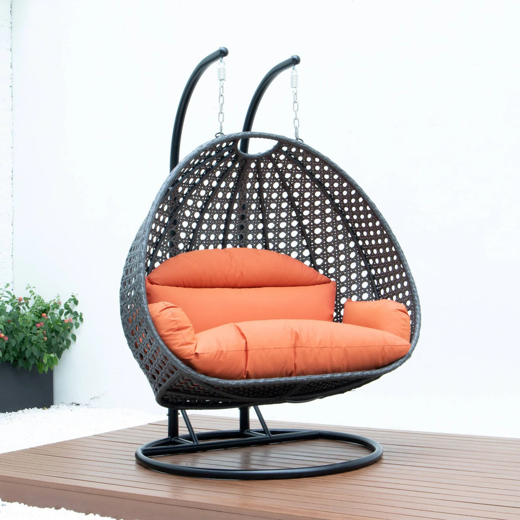 Virasat Double Seater Hanging Swing With Stand For Balcony, Garden Swing (Dark Grey)