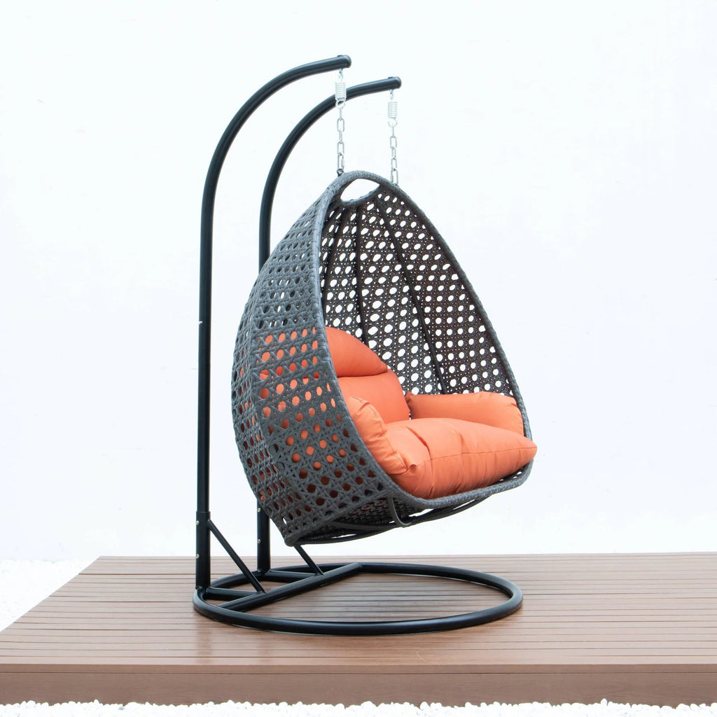 Virasat Double Seater Hanging Swing With Stand For Balcony, Garden Swing (Dark Grey)