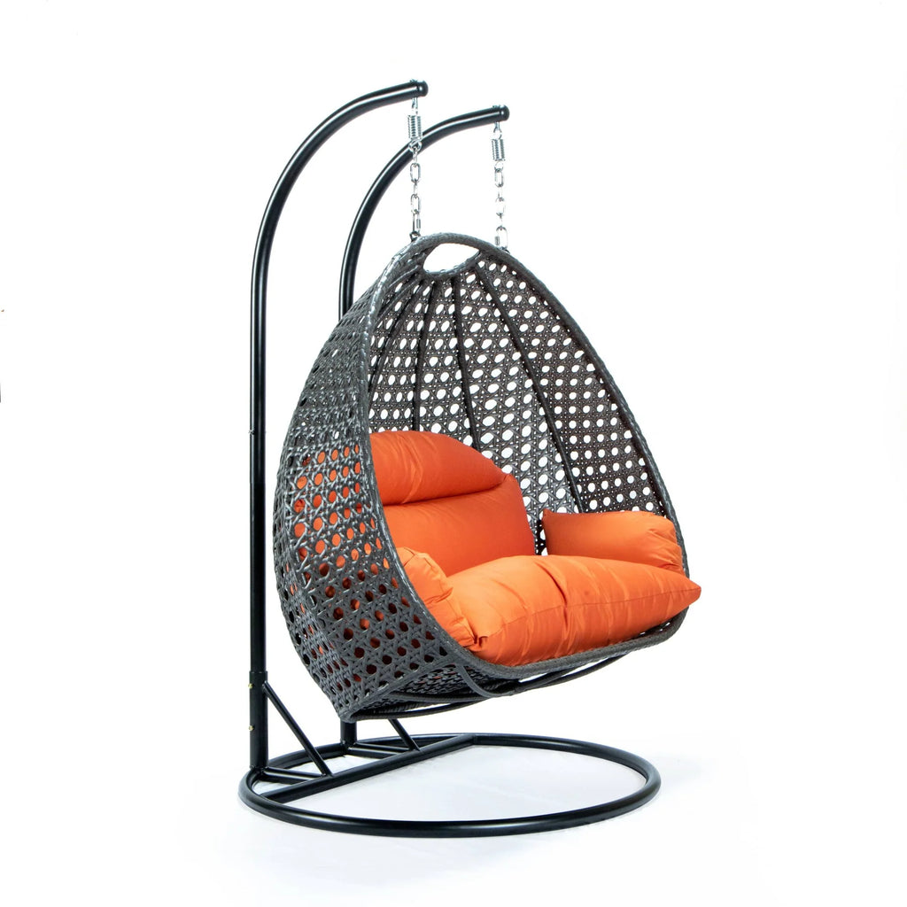 Virasat Double Seater Hanging Swing With Stand For Balcony, Garden Swing (Dark Grey)