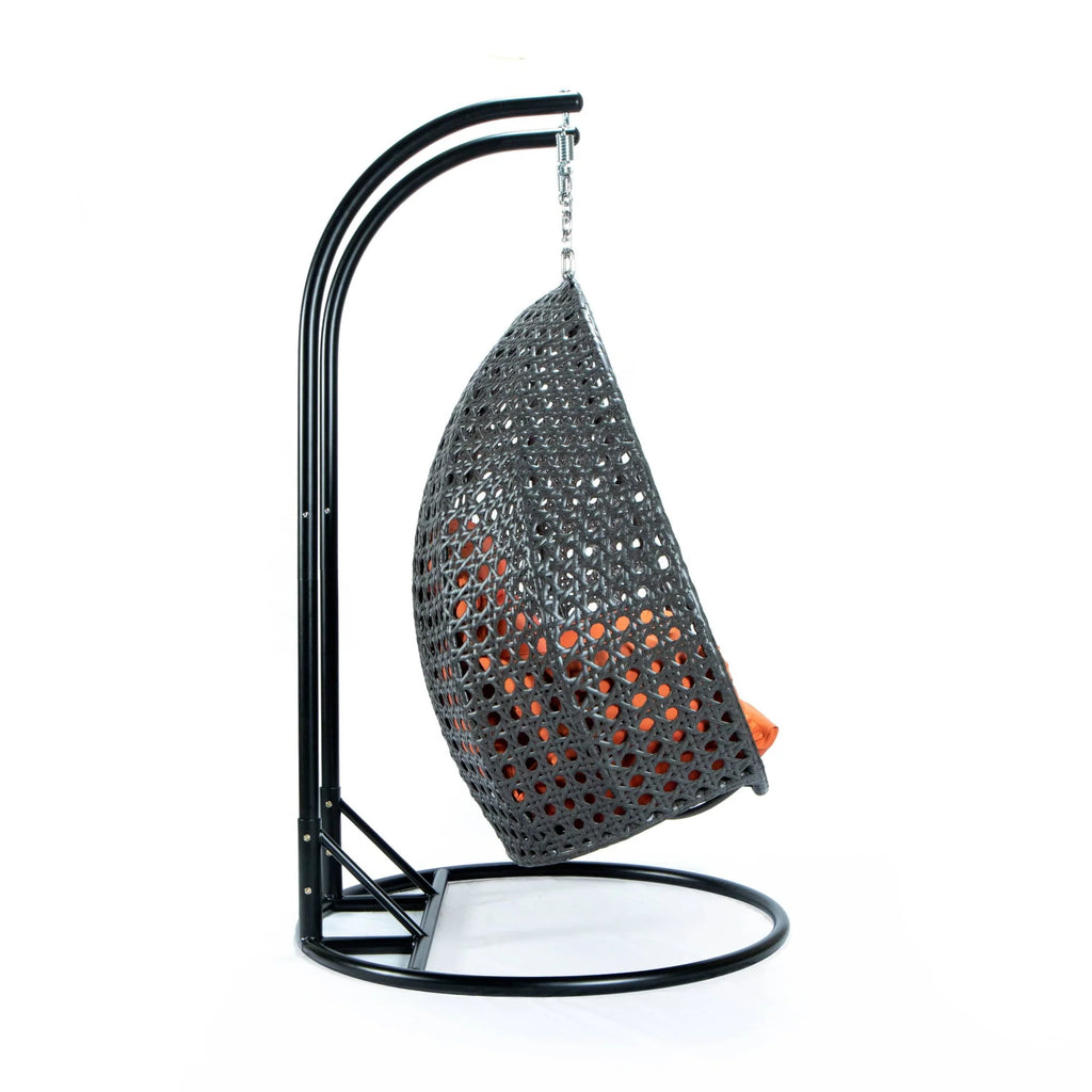 Virasat Double Seater Hanging Swing With Stand For Balcony, Garden Swing (Dark Grey)