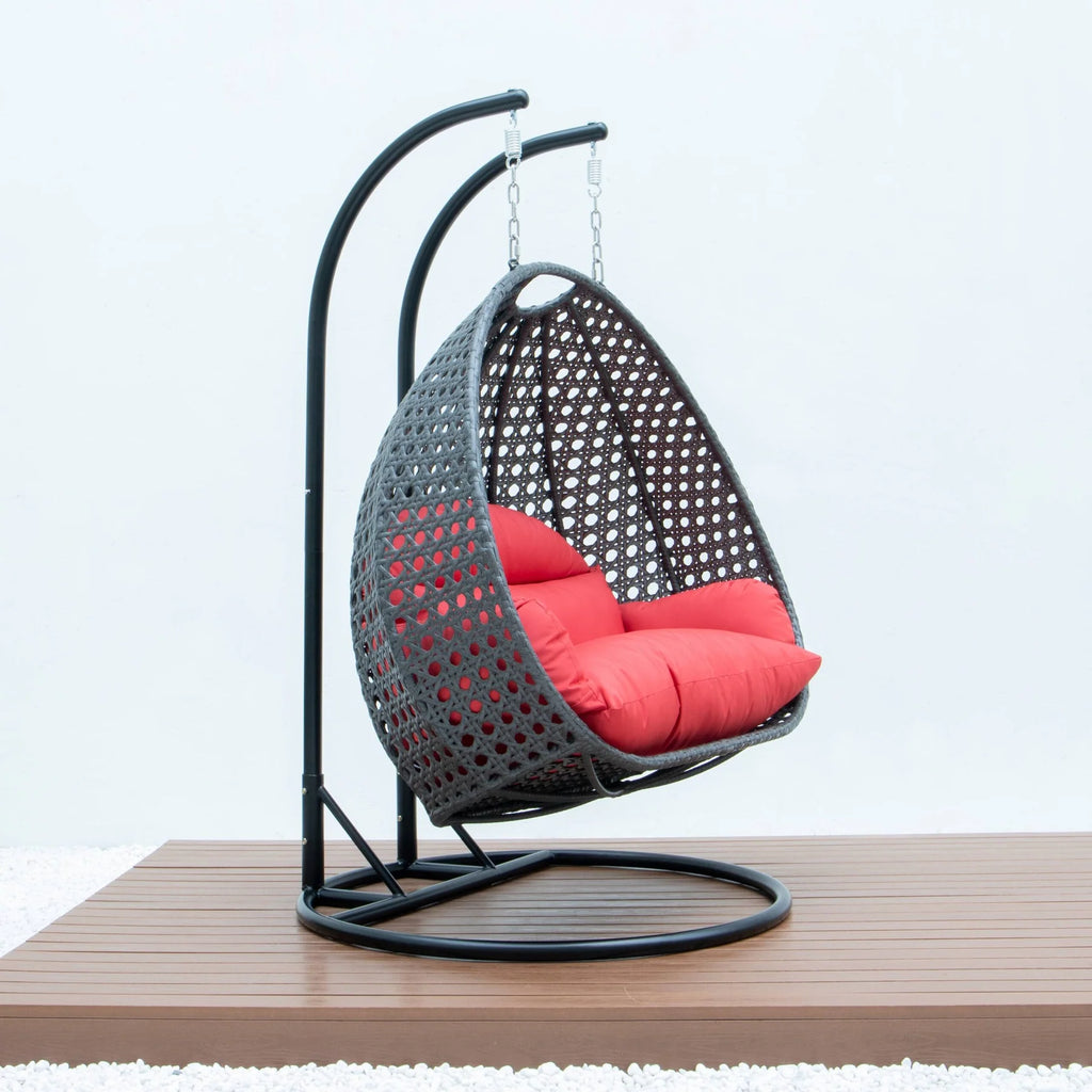 Virasat Double Seater Hanging Swing With Stand For Balcony, Garden Swing (Dark Grey)