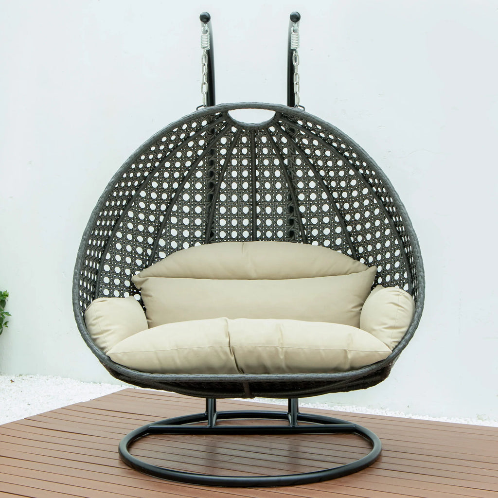 Virasat Double Seater Hanging Swing With Stand For Balcony, Garden Swing (Dark Grey)