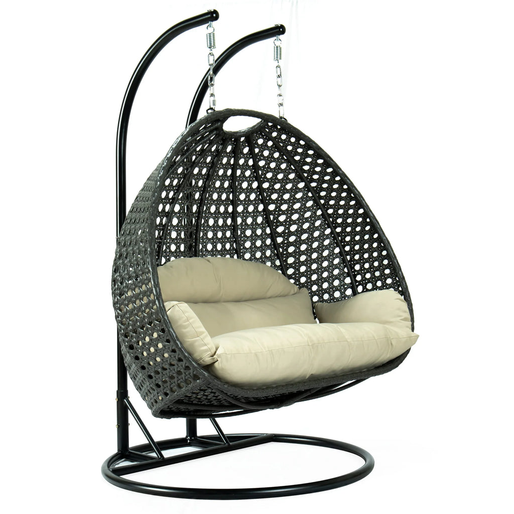 Virasat Double Seater Hanging Swing With Stand For Balcony, Garden Swing (Dark Grey)