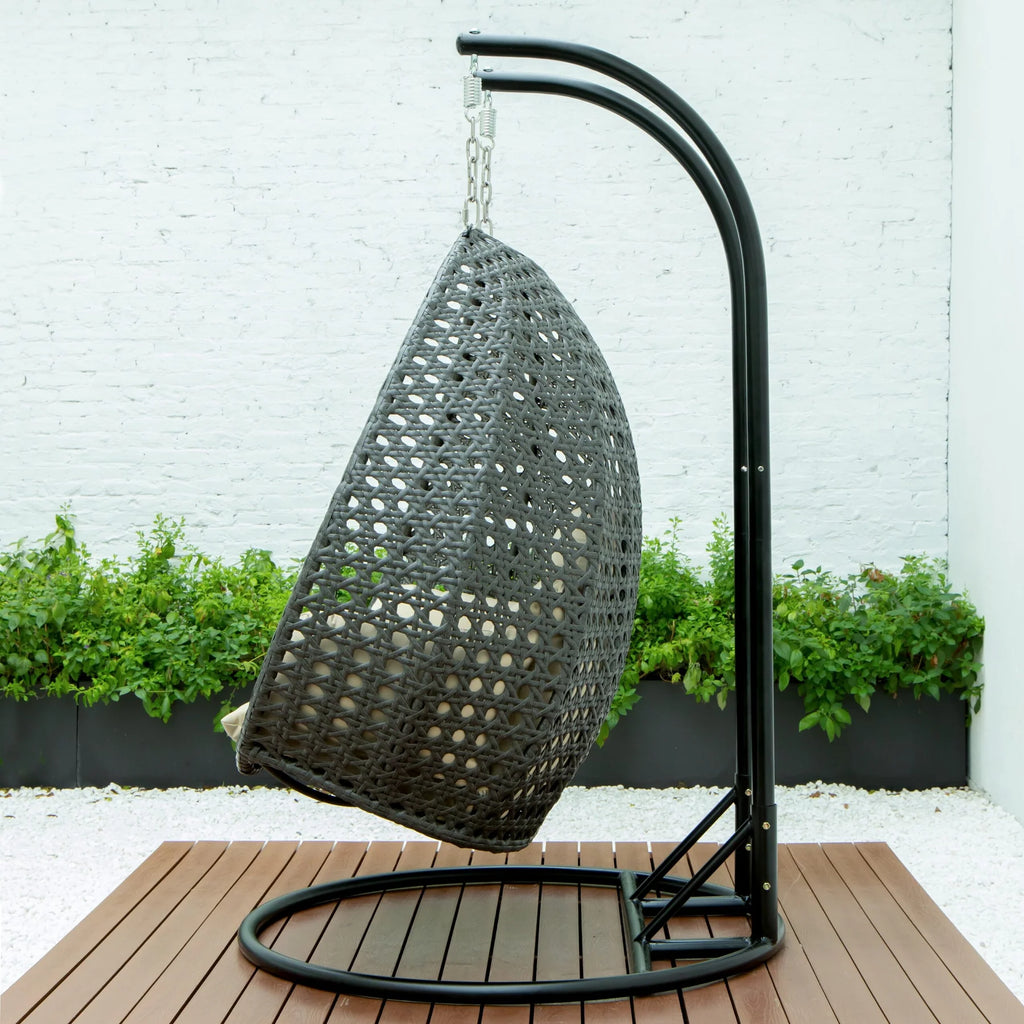 Virasat Double Seater Hanging Swing With Stand For Balcony, Garden Swing (Dark Grey)